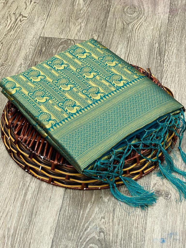 Zari Weaving Pure Silk Saree with Attractive tassels