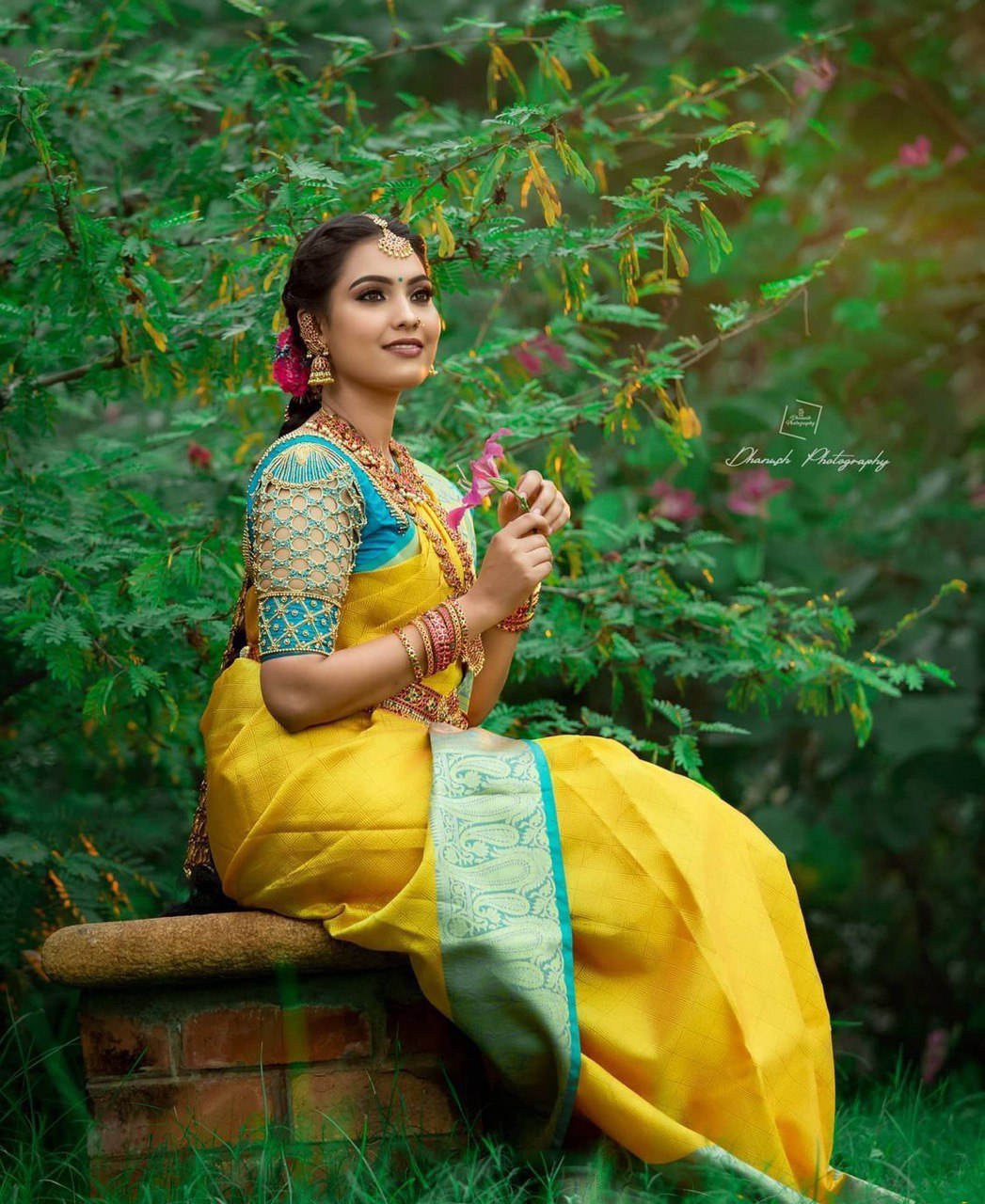 Yellow Banarasi Soft Silk Jacquard Wedding Saree
