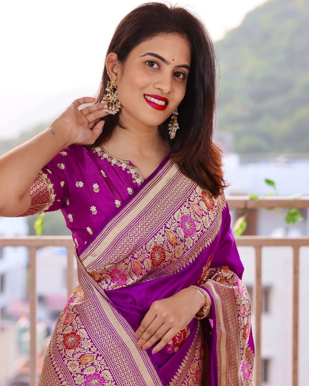 Wine Traditional Soft Silk Wedding saree