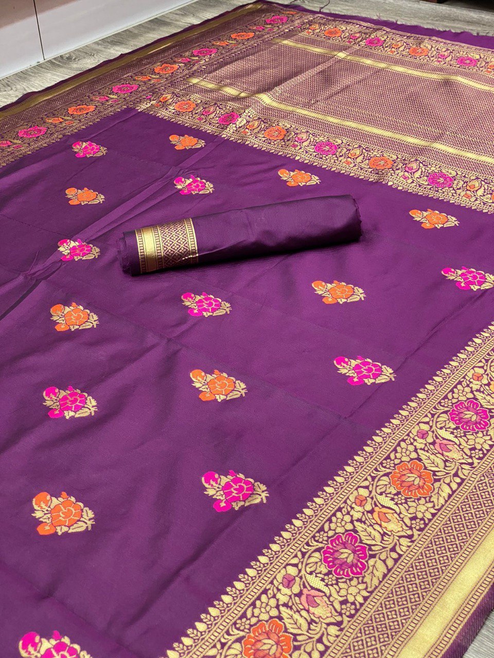 Wine Traditional Soft Silk Wedding saree