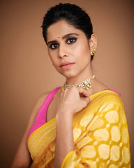 Woven Design Soft Silk Yellow Paithani Jacquard Saree