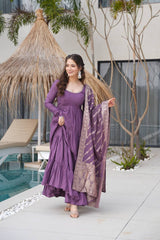 Dusty Purple Pure Chanderi Silk Anarkali Suit