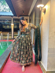 Elegant Heavy Faux Georgette Anarkali Suit with Sequins & Embroidery – 3-Piece Set