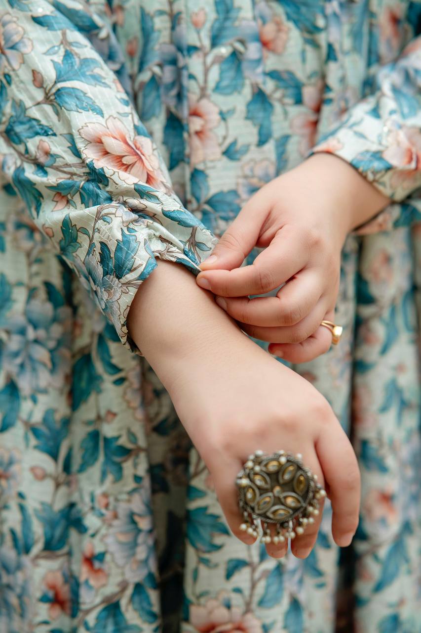 Heavy Pure Maslin Corset Work Print Kurta Set | Secret Pleasure