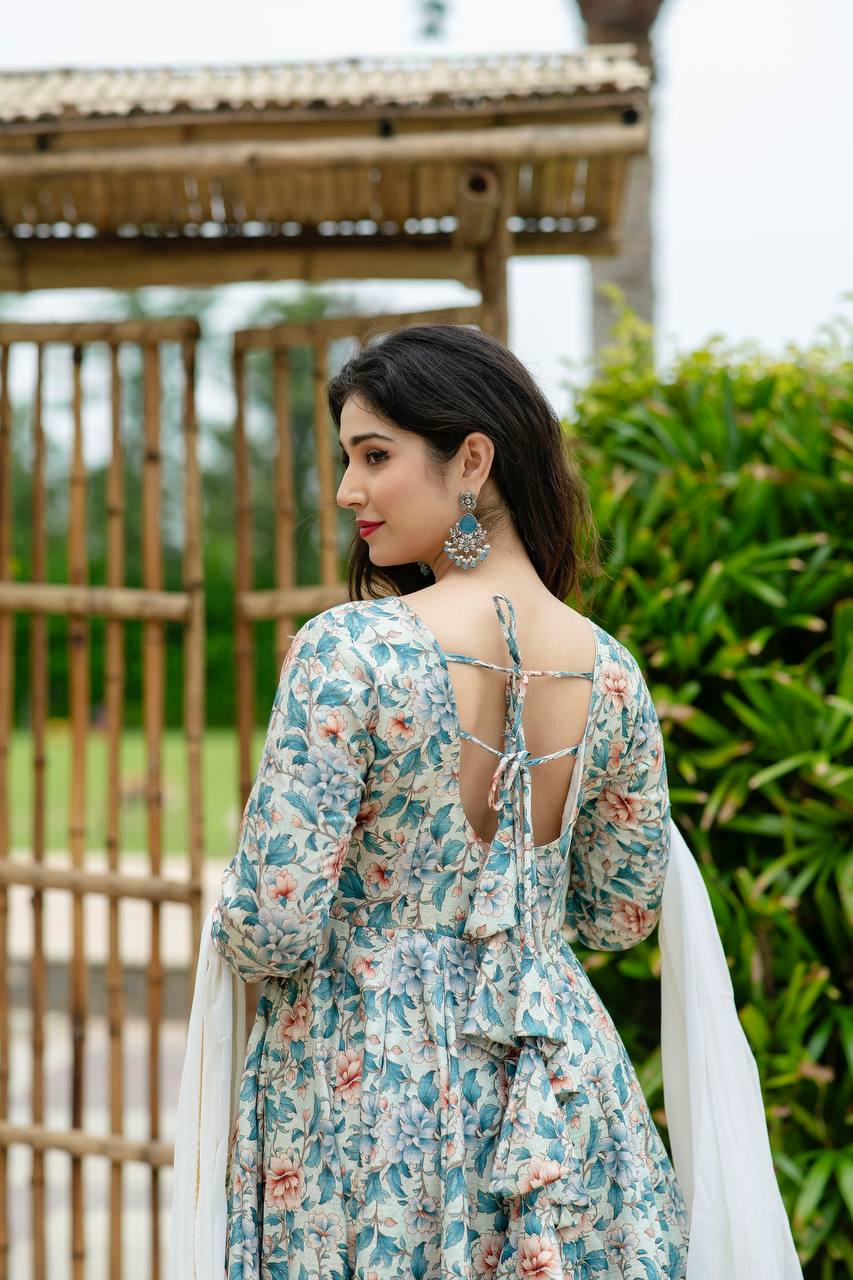 Heavy Pure Maslin Corset Work Print Kurta Set | Secret Pleasure