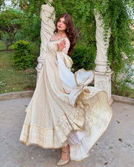 Vibrant Fox Georgette Mirror & Embroidery Anarkali Suit – Three-Piece Festive Ensemble