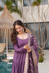 Dusty Purple Pure Chanderi Silk Anarkali Suit