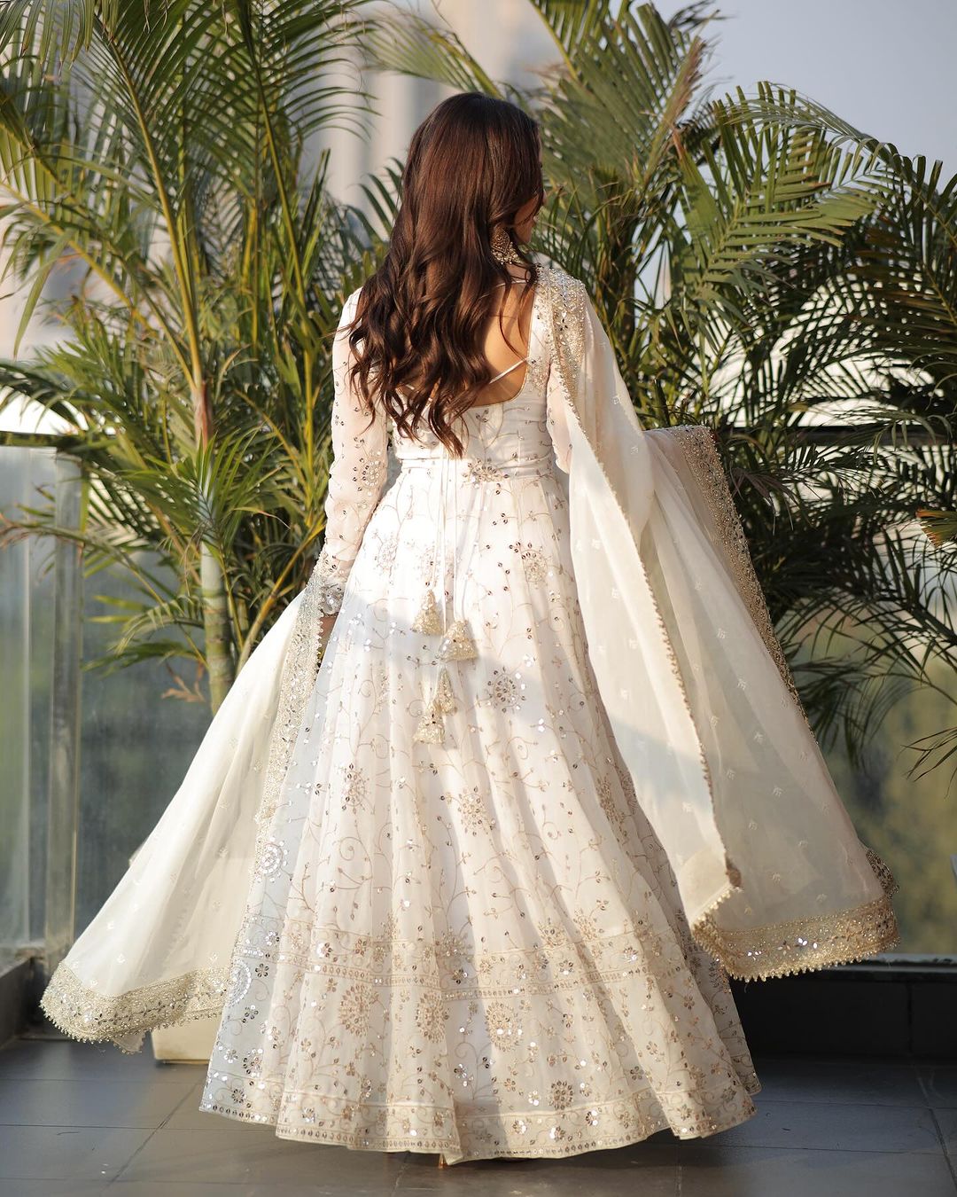 Faux Georgette Anarkali Suit – Thread & 9mm Sequins Work