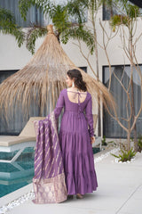 Dusty Purple Pure Chanderi Silk Anarkali Suit