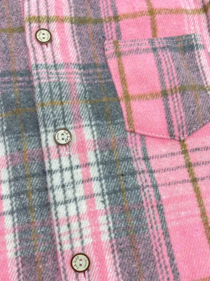 Pink Plaid Jacket Boys Shirt – Stylish Cotton Blend Layering Piece for Kids (White T-shirt Not Included)