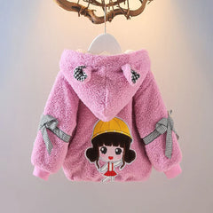 Little Girls Cute Back Hooded Zipper Cotton Blend Top – Stylish and Comfortable Outerwear