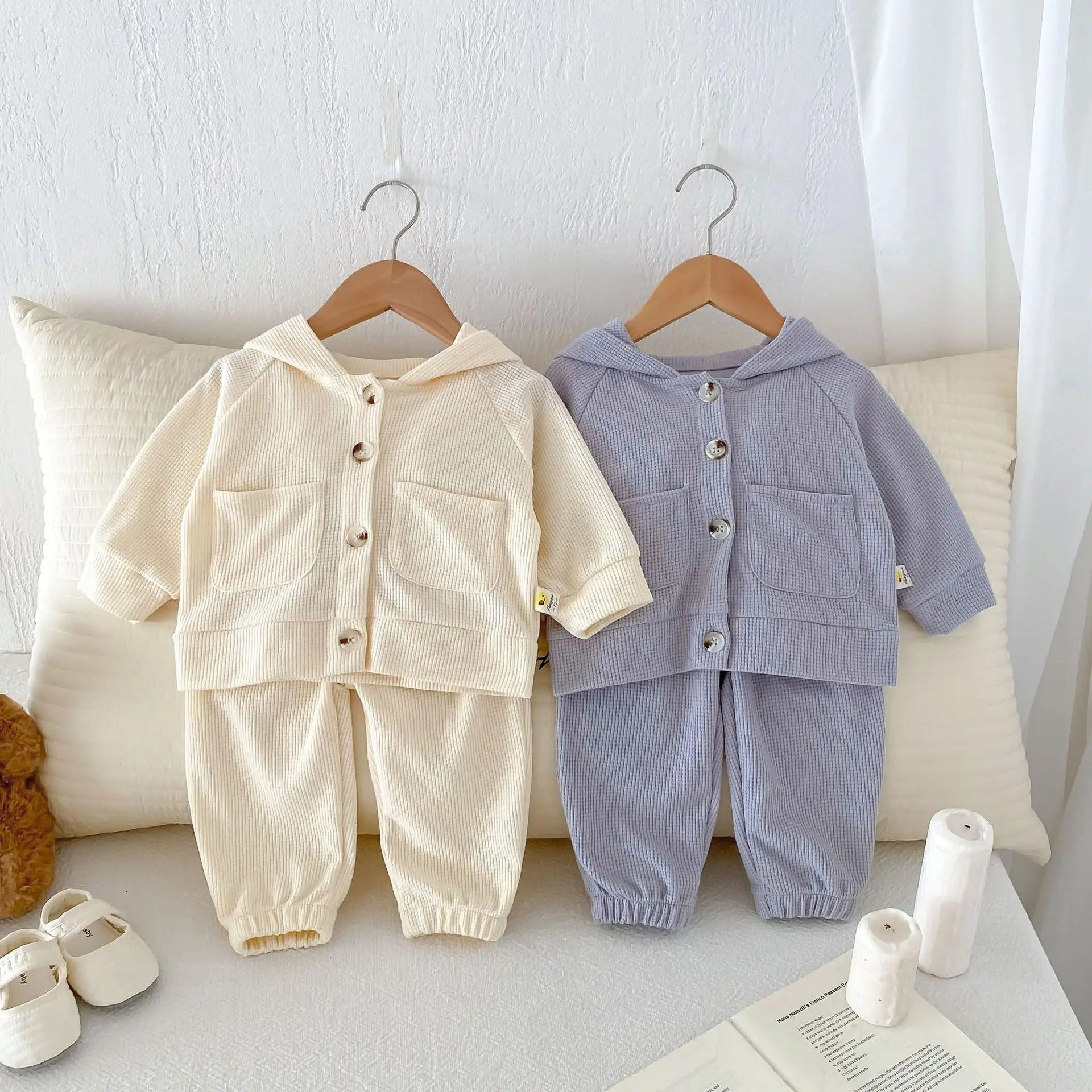 Bunny Hood Boys and Girls Two-Piece Co-ord Set – Soft Cotton Knit Outfit