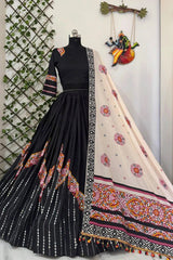 Real Mirror Work Black Chaniya Choli For Navratri