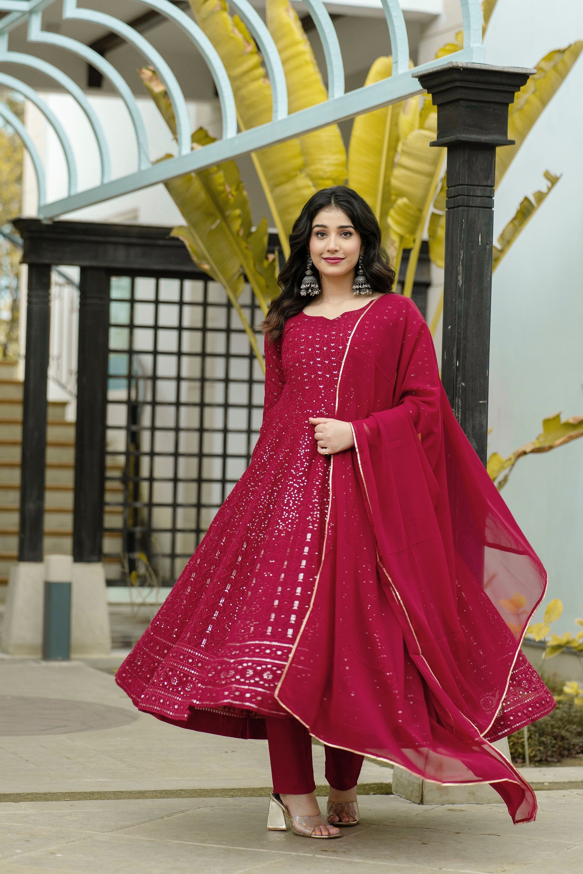 Faux Georgette Embroidered Anarkali Suit – Fully Stitched Festival & Party Wear