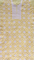 Pastel Yellow Cotton Cutwork Unstitched Kurta piece