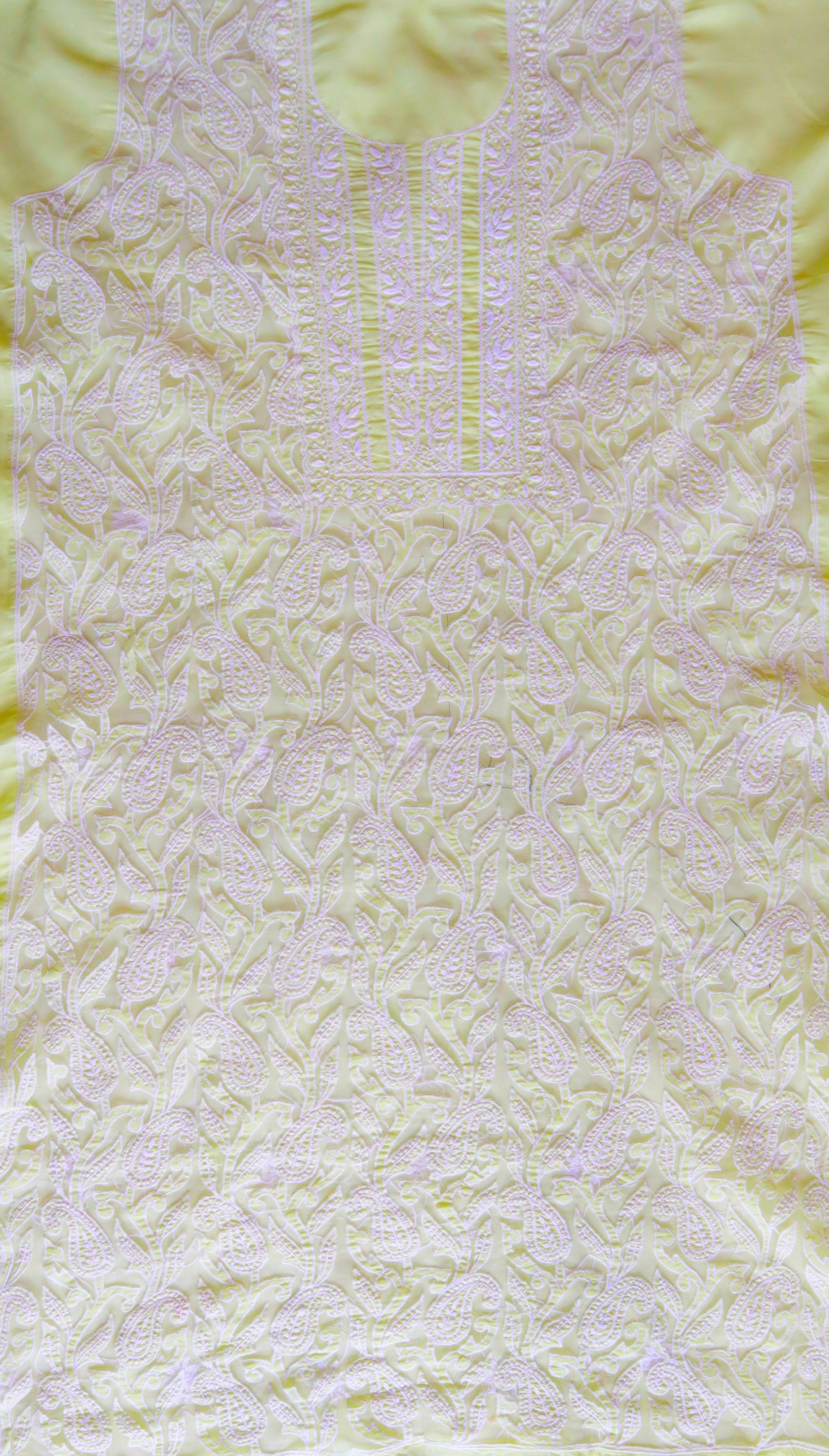 Lime Green Cotton Cutwork Unstitched Kurta piece