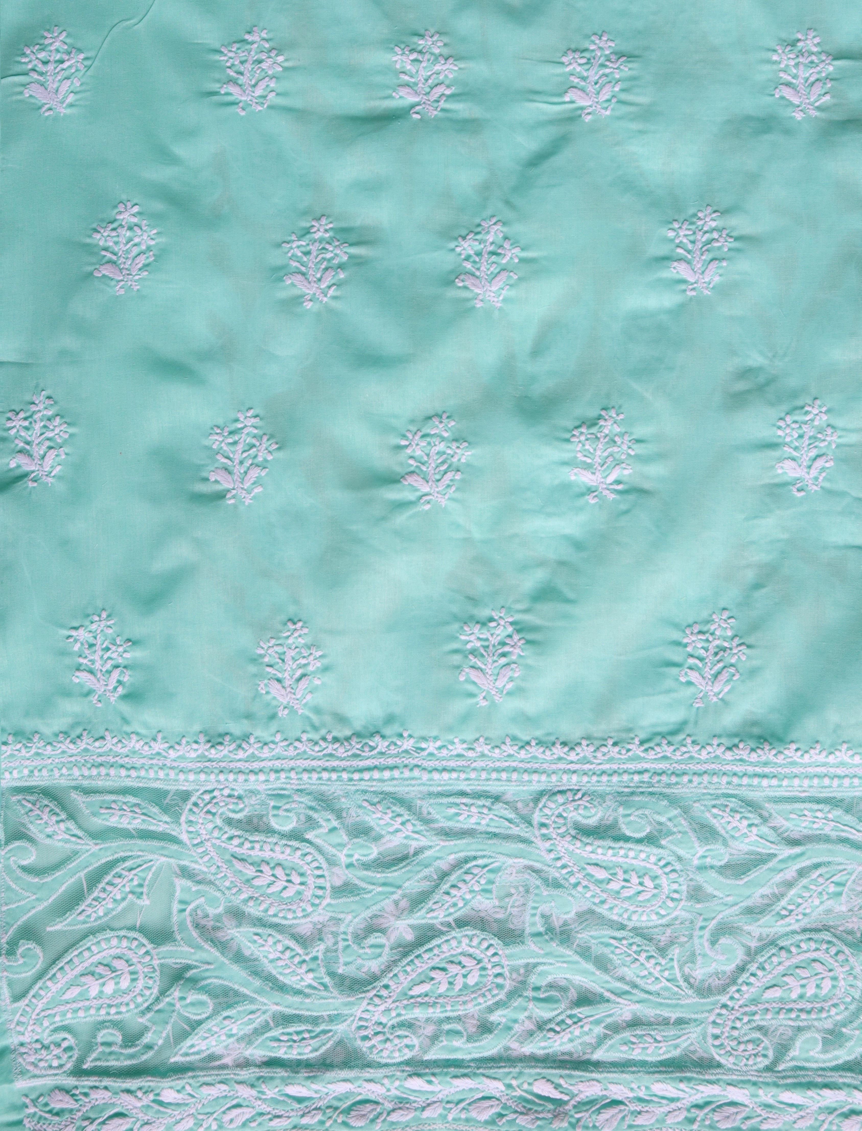 Sea Green Cotton Cutwork Unstitched Kurta piece