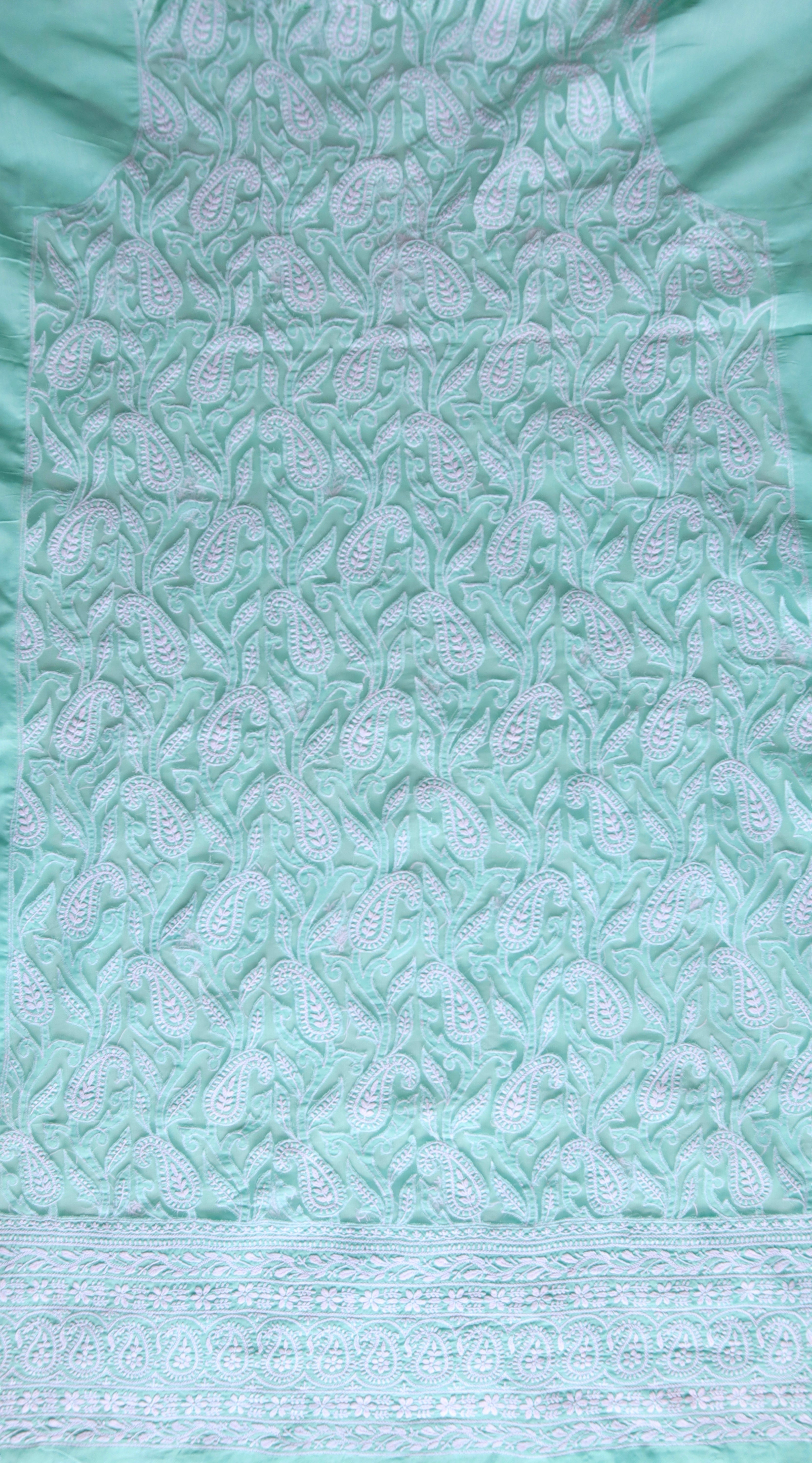 Sea Green Cotton Cutwork Unstitched Kurta piece
