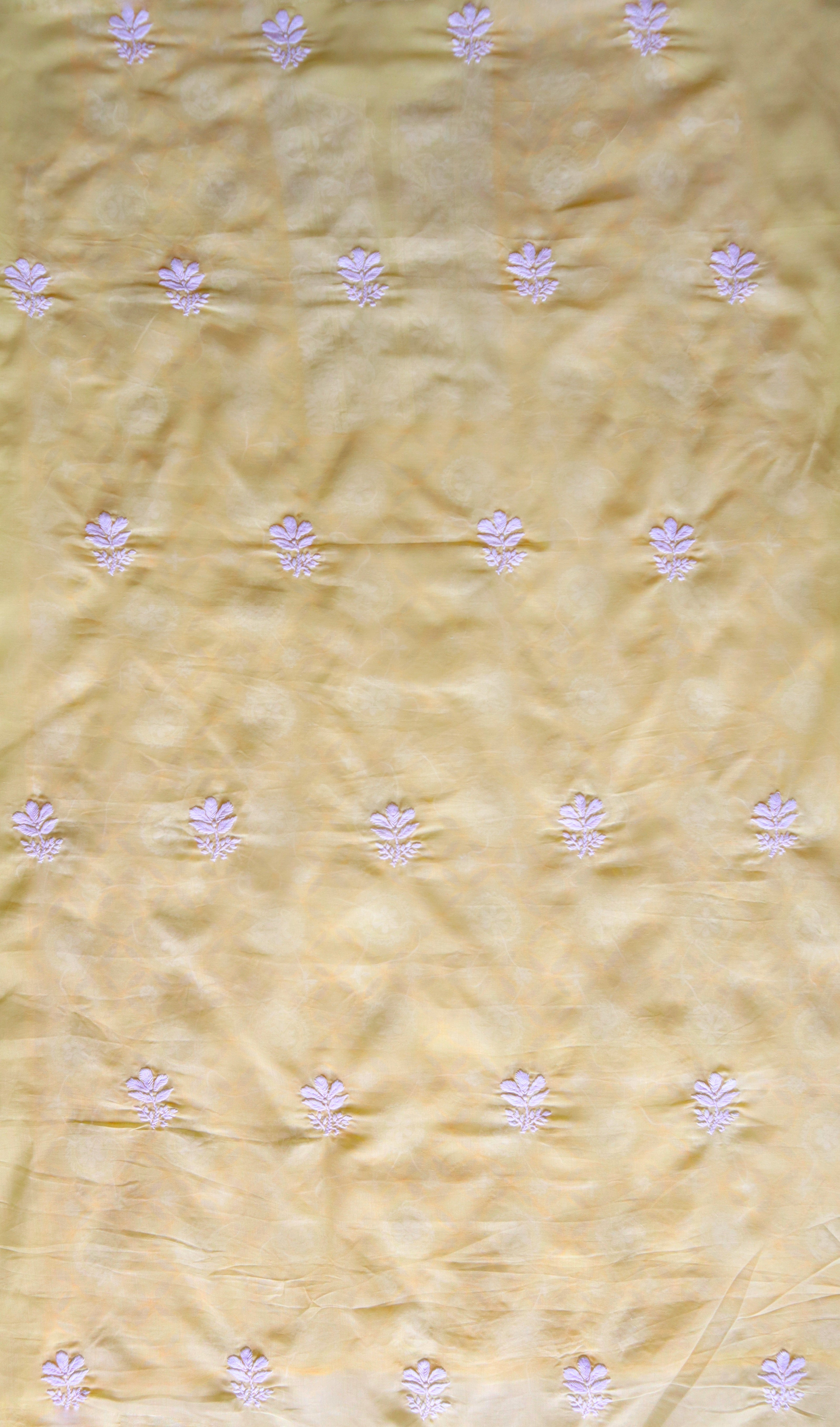 Pastel Yellow Cotton Cutwork Unstitched Kurta piece