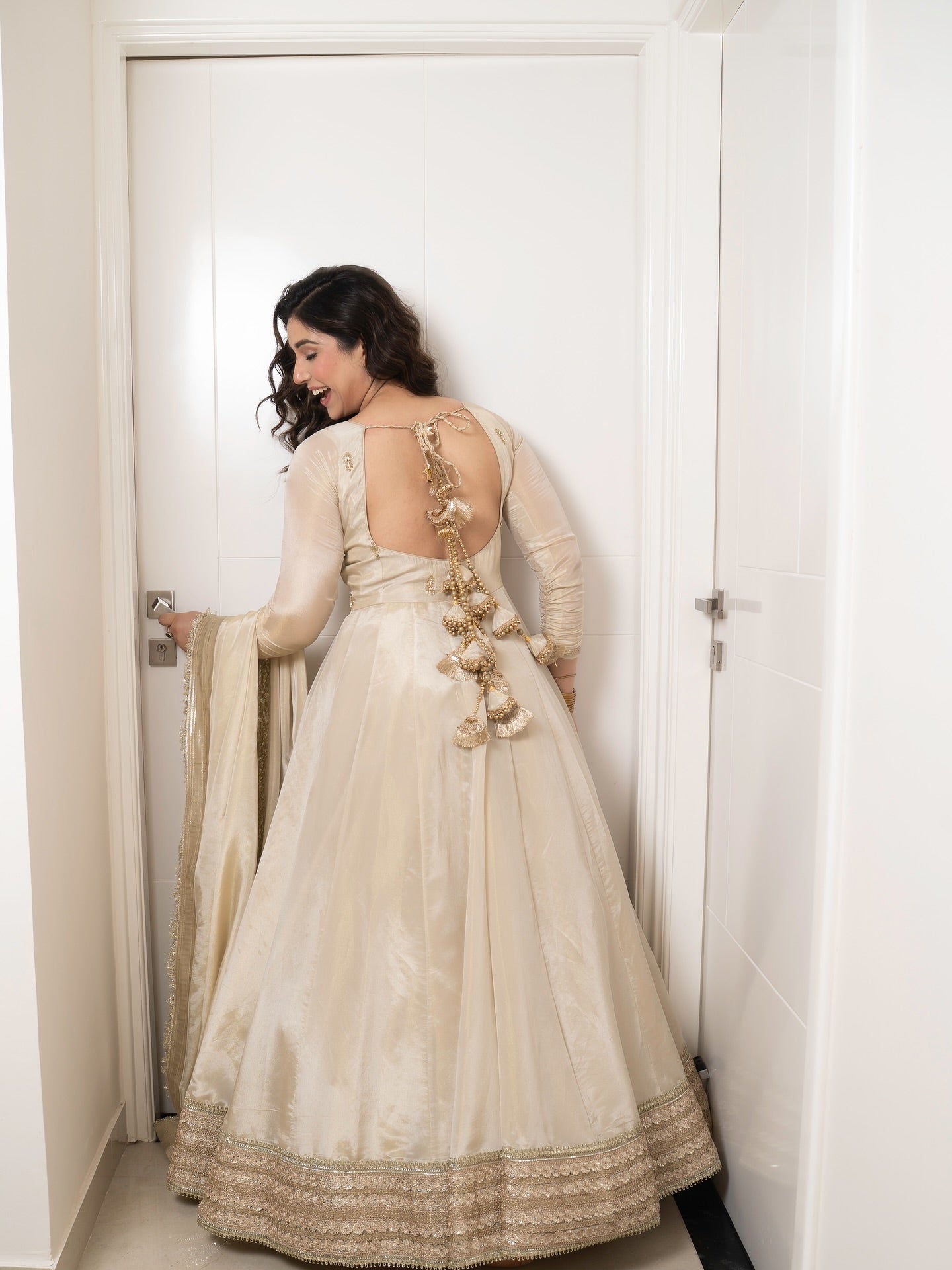 Chinon Silk Sequins & Lace Anarkali Suit Set