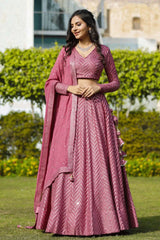 Sequence Work Pink Colour Chaniya Choli For Sangeet