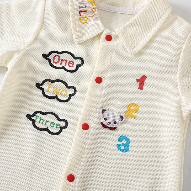 One Two Three Baby Boys and Girls Romper – Soft Cotton Unisex Infant Outfit
