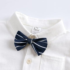 Gentleman Baby Boy White Romper with Bow Tie – Cotton One-Piece Outfit for Special Occasions