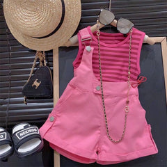 Classy Jumpsuit Style Girls Two-Piece Cotton Set – Comfortable Kids Outfit