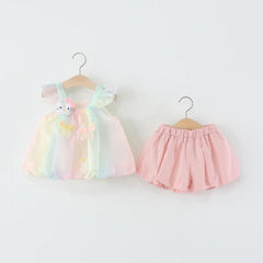 Candy Floss Bunny Baby Girls Cotton Blend Set – Cute Two-Piece Outfit
