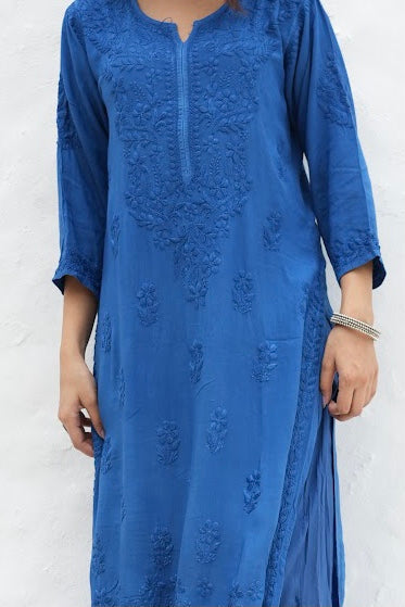 Palak Modal Dyed Premium Chikankari Kurti Set