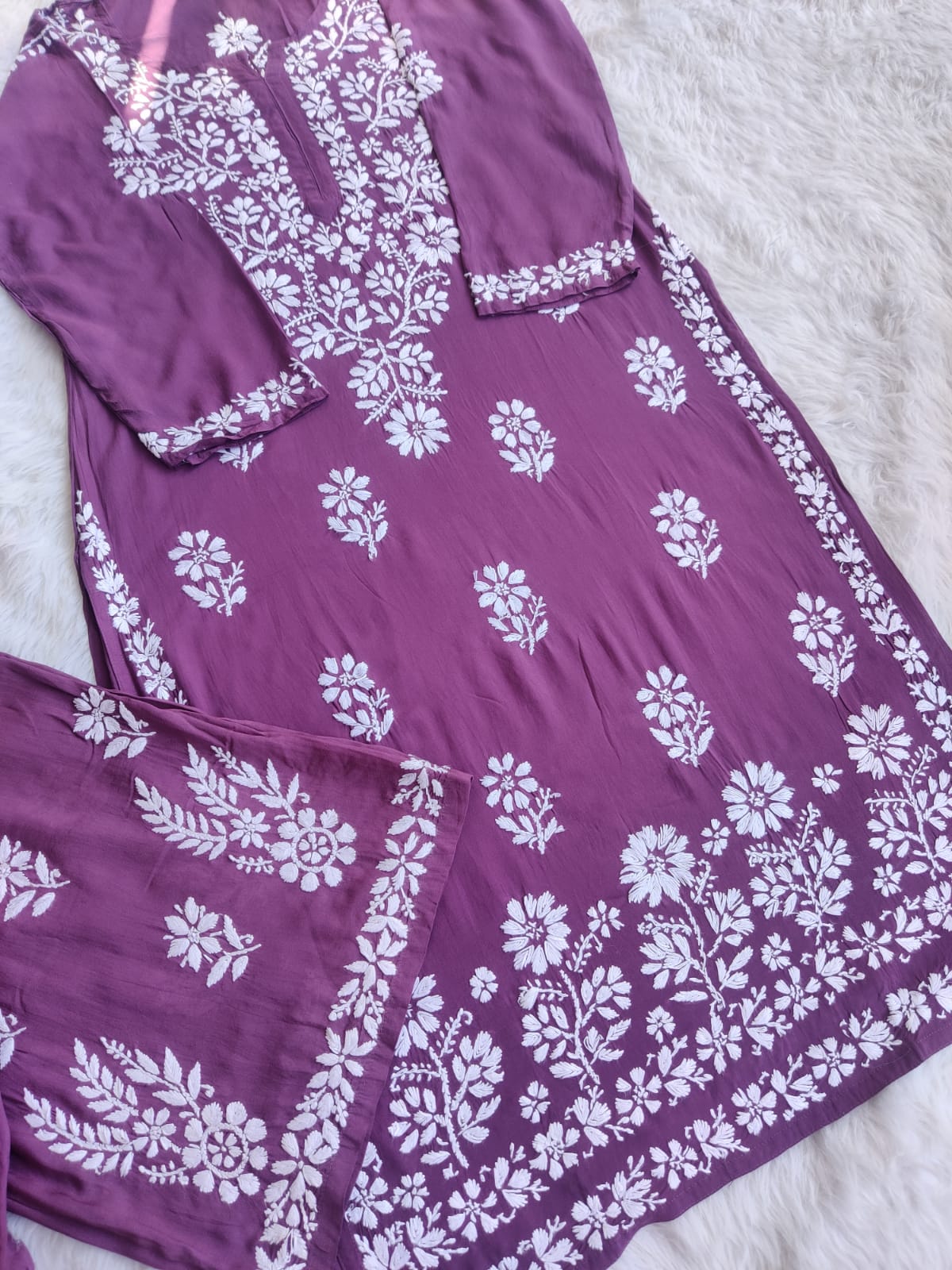 Lali Modal Chikankari Kurti Set