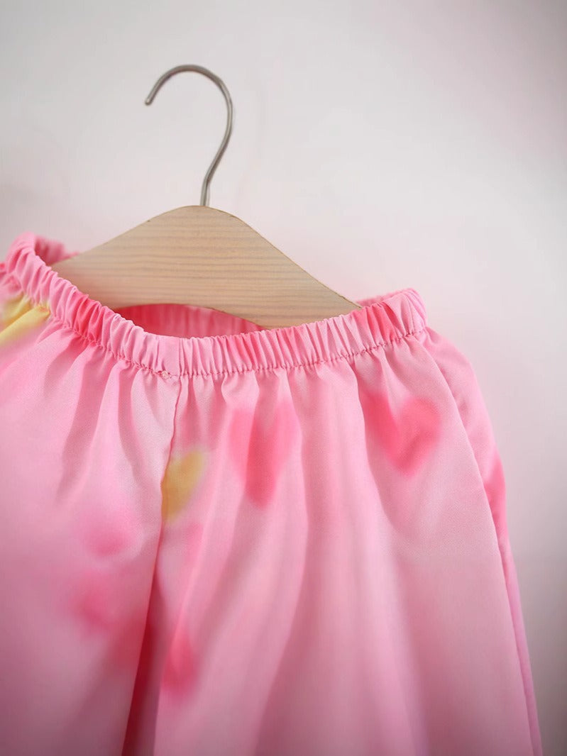Hanging Tulip Girls Two-Piece Set – Cotton Blend Top and Bottom Outfit