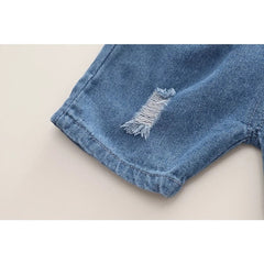 Flying Astronaut Boys T-Shirt and Denim Pants Two-Piece Outfit – Cotton Blend Casual Set