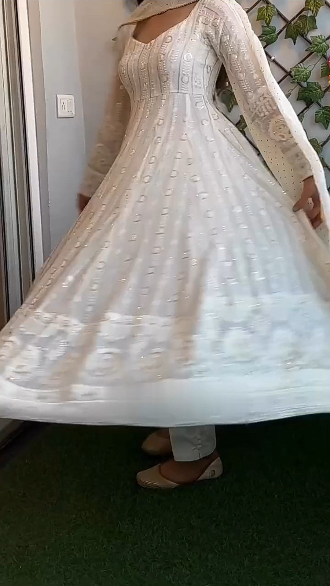 Faux Georgette Embroidered Kurta Set with Micro Cotton Pants & Dupatta