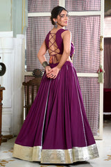 Wine Color Chaniya Choli For Navratri Festival