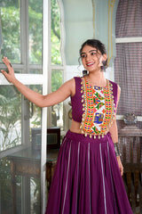 Wine Color Chaniya Choli For Navratri Festival